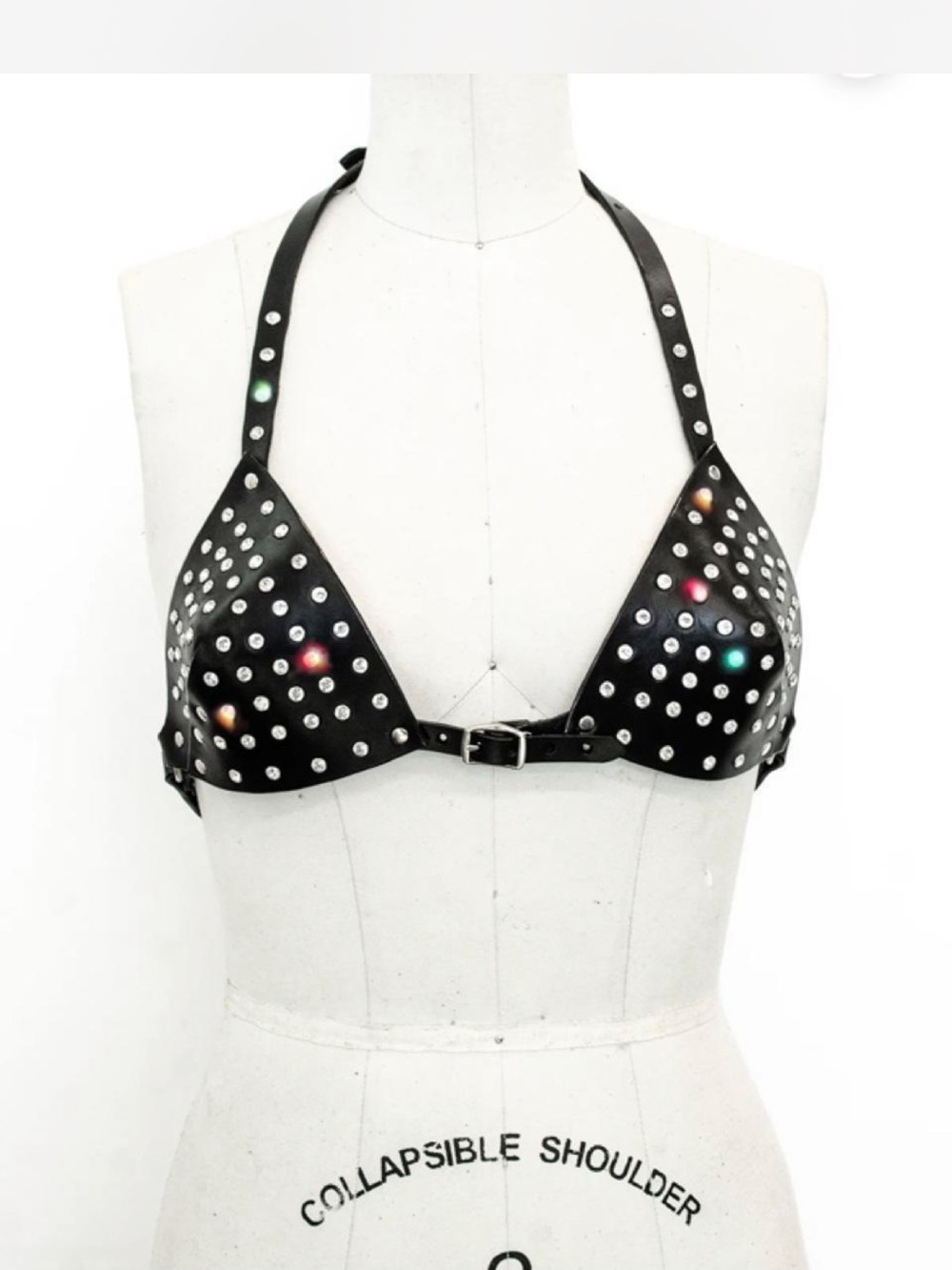 ZANA BAYNE • TRIANGLE CRYSTAL BRA LEATHER